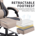 Gaming Chair with Massage,Ergonomic PC Gaming Chair with Footrest Comfortable Headrest and Lumbar Support,High Back PVC Leath