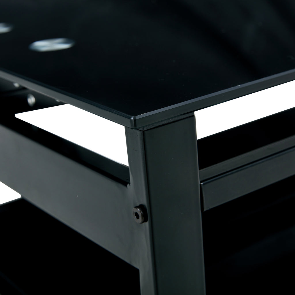 Modern Simple Lift Top Coffee Table with 2-Layer Tempered Glass in Black for Living Room - Grand Goldman Shop