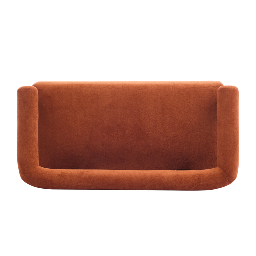 Round armrest loveseat(Dark orange+Brown) - Grand Goldman Shop