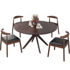 47.2' Solid Wood Round Dining Kitchen Table for 4-6 People with Intersecting Pedestal Base - Grand Goldman Shop