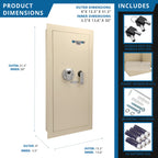 Biometric Wall Safe with Left Open Door in Beige Steel, 0.82 Cubic Ft | Premium Home Decor - Grand Goldman