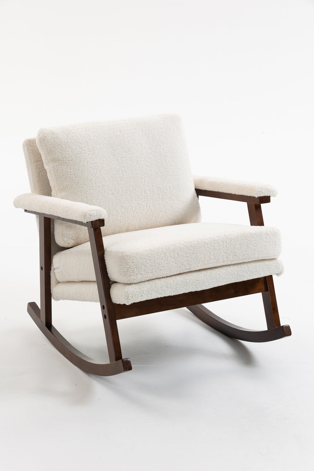 Mid Century Modern Accent Chair ,rocking chair with Wood Frame, Upholstered Living Room Chairs , Reading Armchair for Bedroom Sunroom - Grand Goldman Shop