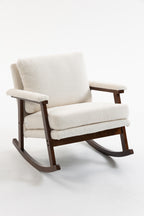 Mid Century Modern Accent Chair ,rocking chair with Wood Frame, Upholstered Living Room Chairs , Reading Armchair for Bedroom Sunroom - Grand Goldman Shop
