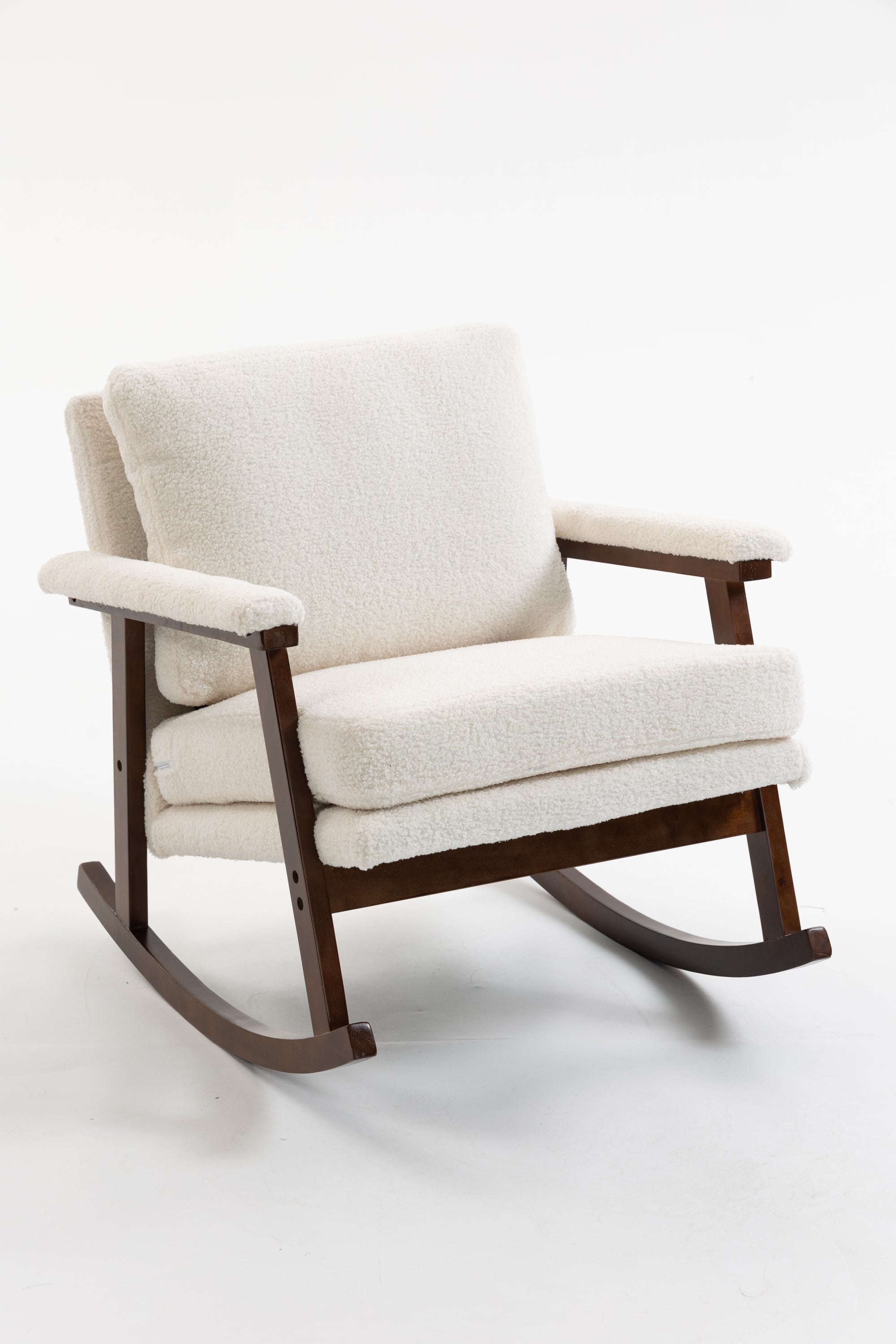 Mid Century Modern Accent Chair ,rocking chair with Wood Frame, Upholstered Living Room Chairs , Reading Armchair for Bedroom Sunroom - Grand Goldman Shop