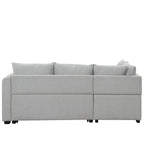 Modern L-shaped Sectional Pull Out Sofa Bed with USB Ports & Storage Ottoman, Gray Jacquard Fabric, 82.6' - Grand Goldman Shop