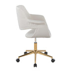 Mid-Century Modern Office Chair in Gold Metal and Cream Velvet - Grand Goldman
