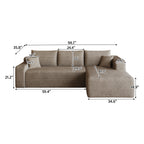 95' Cloud Sectional Sofa,Modern Minimalist Upholstered Couches, Comfort U Shaped Sofa for Living Room,Deep Seat Corner Couch,No Assembly Required,Camel( (Plush Corduroy Fabric) - Grand Goldman Shop