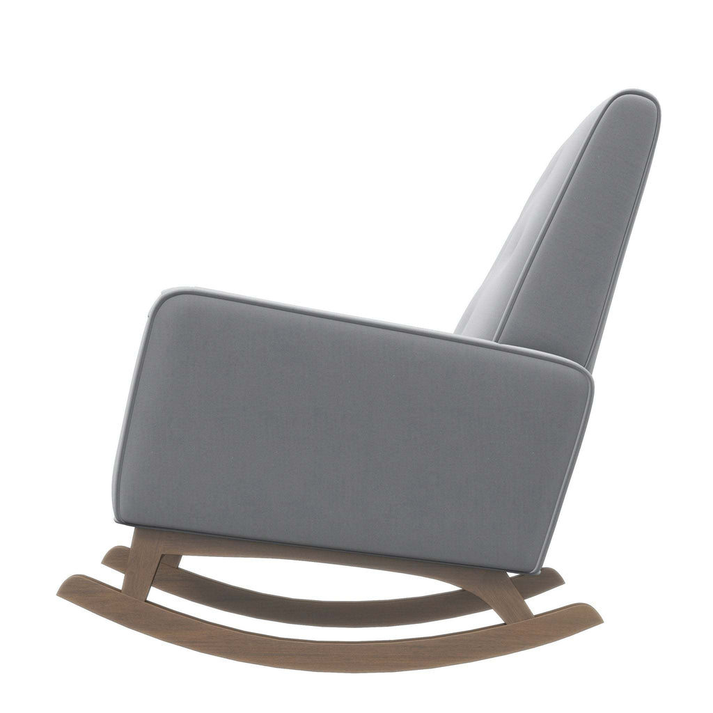 Premium Demetrius Light Grey Fabric Solid Wood Rocking Chair for Living Room and Nursery 36.6'H x 27.5'W x 39'D or Living Room Bedroom Reading - Grand Goldman Shop