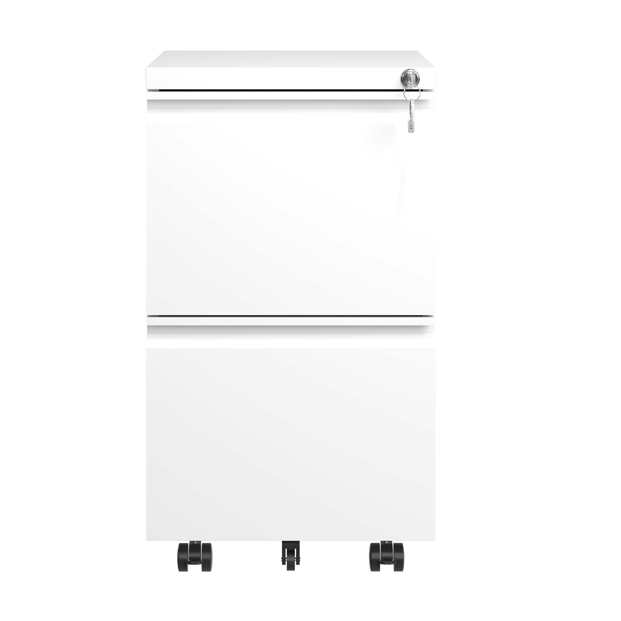 Antique White 2 Drawer Metal Mobile File Cabinet with Lock for Legal/Letter/A4 Size | Premium Home Decor - Grand Goldman