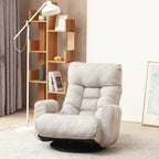 Modern Gray with Metal Frame Swivel Game Lounge Chair with Adjustable Headrest and Waist Support – 360-Degree Rotatable Leisure Chair for Living Room - Grand Goldman Shop