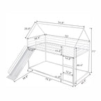 Zulah Twin over Twin House Bunk Bed with Ladder and Slide, White - Grand Goldman Shop