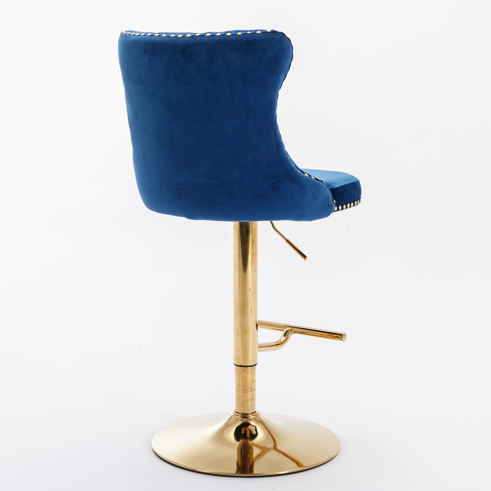 A&A Furniture,Golden Swivel Velvet Barstools Adjusatble Seat Height from 25-33 Inch, Modern Upholstered Bar Stools with Backs Comfortable Tufted for Home Pub and Kitchen Island,Blue,Set of 2 - Grand Goldman Shop