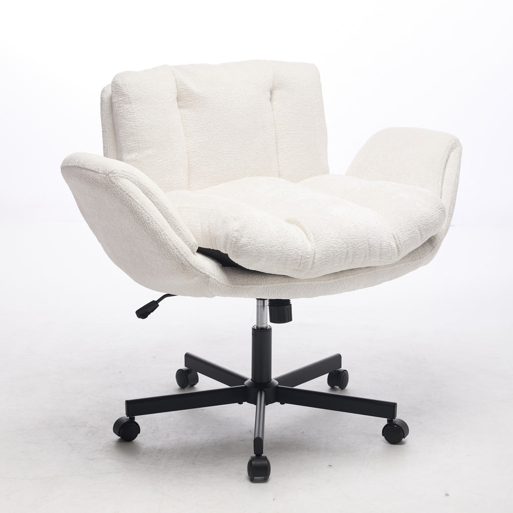 Modern Chenille Swivel Office Chair, Height Adjustable Task Chair with Convertible Multi-Position Armrests,Comfy Double Cushi
