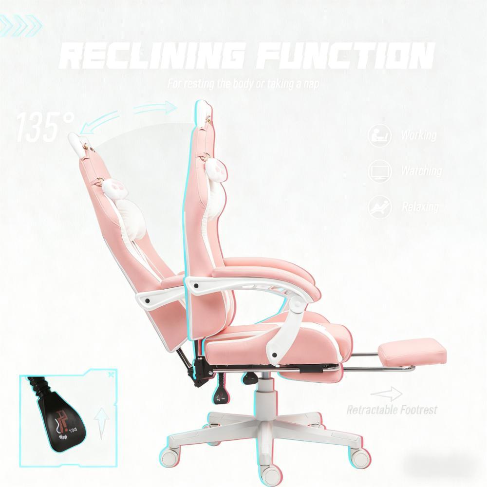 Gaming Chair with Footrest,Racing Gamer Chair, Headrest and Lumbar Support, For Home and Office - Grand Goldman