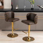 A&A Furniture,Swivel Barstools Adjusatble Seat Height, Modern PU Upholstered Bar Stools with  the whole Back Tufted, for Home Pub and Kitchen Island（Brown, Set of 2） - Grand Goldman Shop