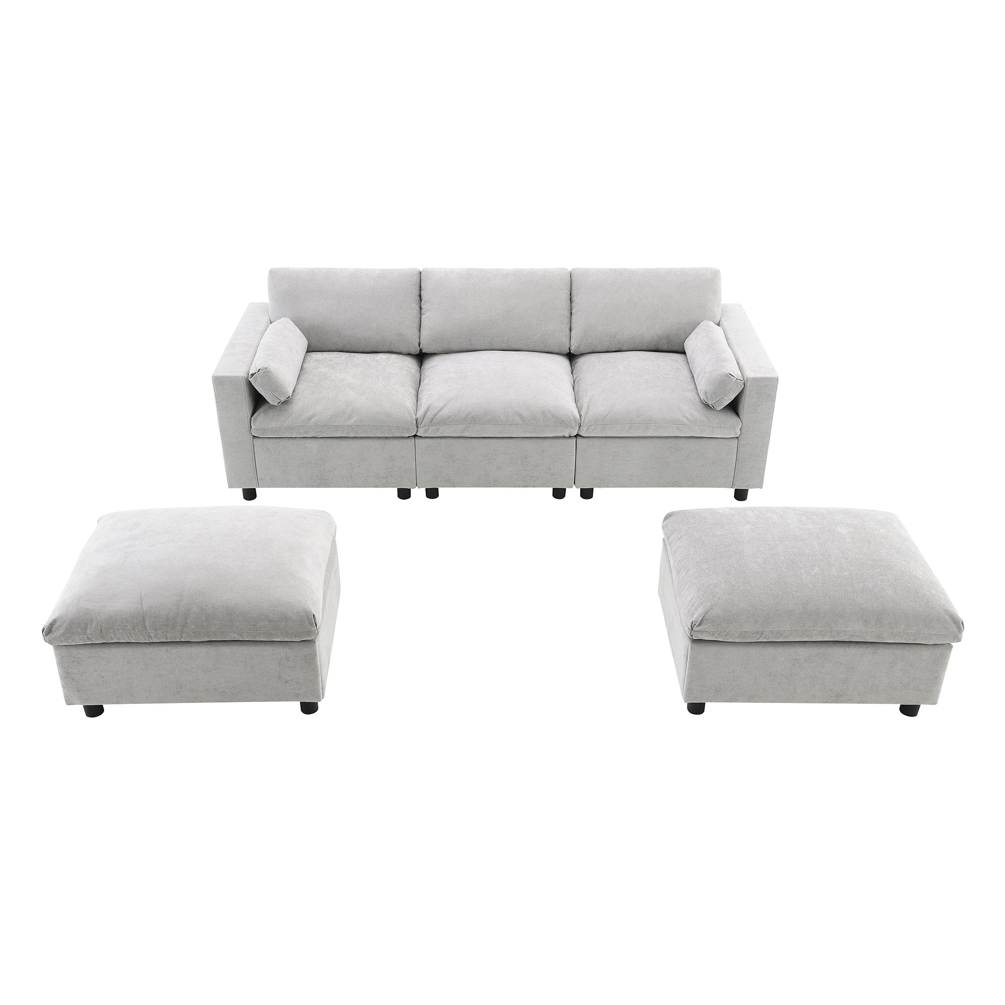 [VIDEO]86.5'' Chenille Modular Sectional Sofa with Storage Pockets, 5 Seat U Shaped Couch Set with Pillows,Free Combination,Modern Cloud Sofa with 2 Movable Ottoman for Living Room,Apartment,3 Colors - Grand Goldman Shop
