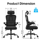 Ergonomic Office Chair, Desk Chair with Headrest and Lumbar Support, High Back Swivel Home Office Chair with Headrest for Hom
