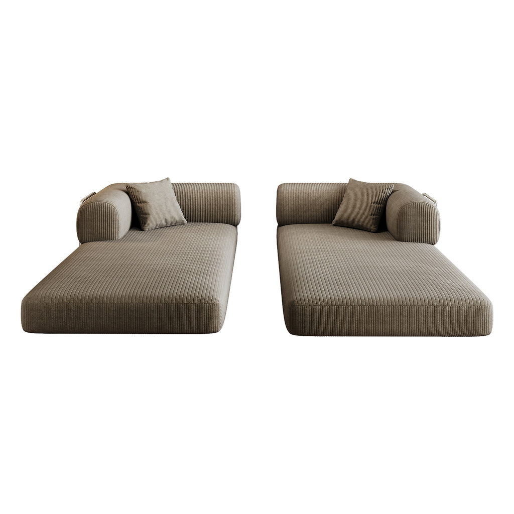 78.8' Compression Sofa,Convertible Floor Sofa Bed-with Pillow Back Support Armrest,Comfy Futon Couch Sleeper Bed,Loveseats Boneless Modular Sectional Sofa,Corduroy fabric,for Living Room,Bedroom,Camel - Grand Goldman Shop