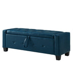 48' Ottoman Bench with Storage, Bench for Bedroom,Living Room,Hallway, Upholstered Tufted Faux Leather PU Ottoman Blue - Grand Goldman Shop