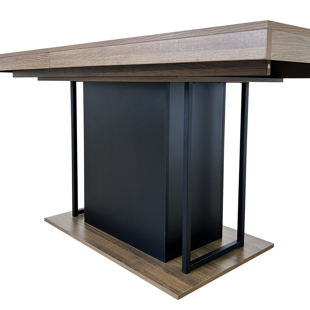 Rectangle extendable dining table for 6-10 people aged effect wood and black 160-200 cm - Grand Goldman Shop