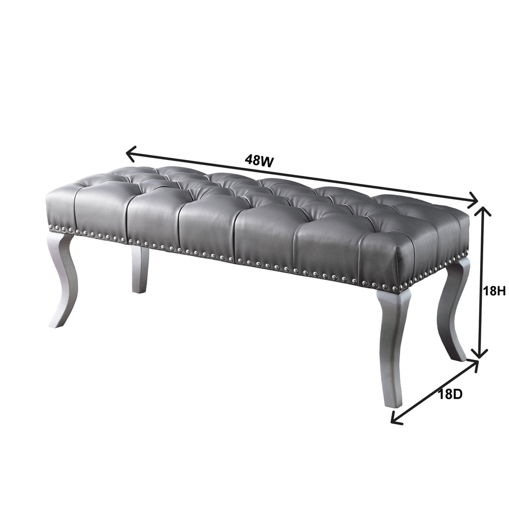 Decor Maxem Tufted FabricUpholstered Bench with Nailhead Trim - Grand Goldman Shop