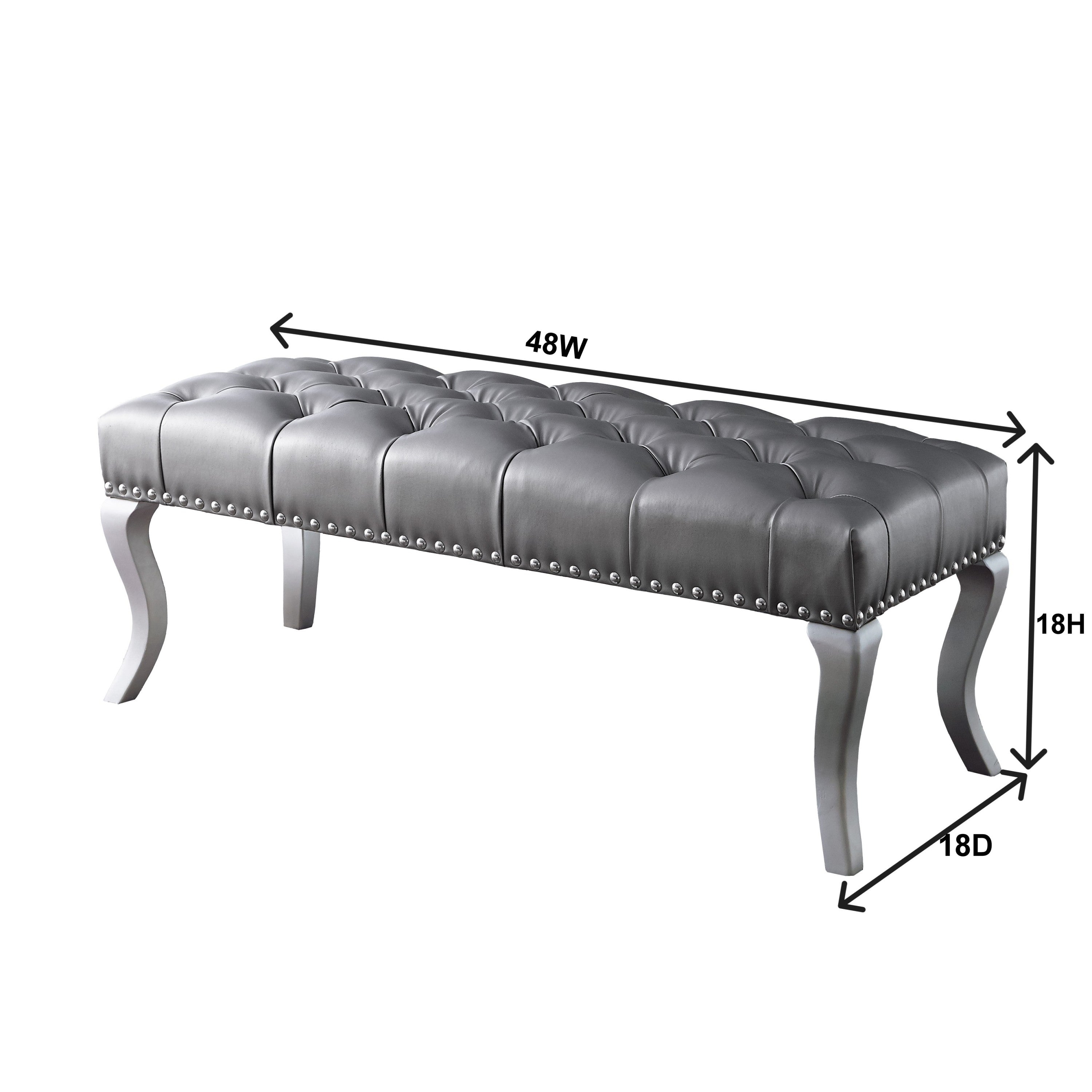 Decor Maxem Tufted FabricUpholstered Bench with Nailhead Trim - Grand Goldman Shop