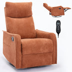 Heat Massage Manual Recliner Chair with Rocker and Swivel in Fabric for Living Room, Orange - Grand Goldman Shop