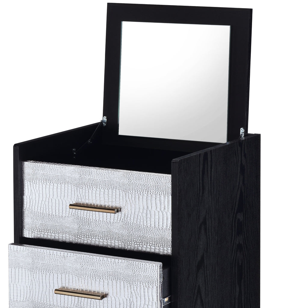 Myles Black, Silver & Gold Finish Jewelry Armoire - Grand Goldman Shop