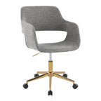 Contemporary Task Chair in Gold Metal and Grey Fabric | Premium Home Decor - Grand Goldman
