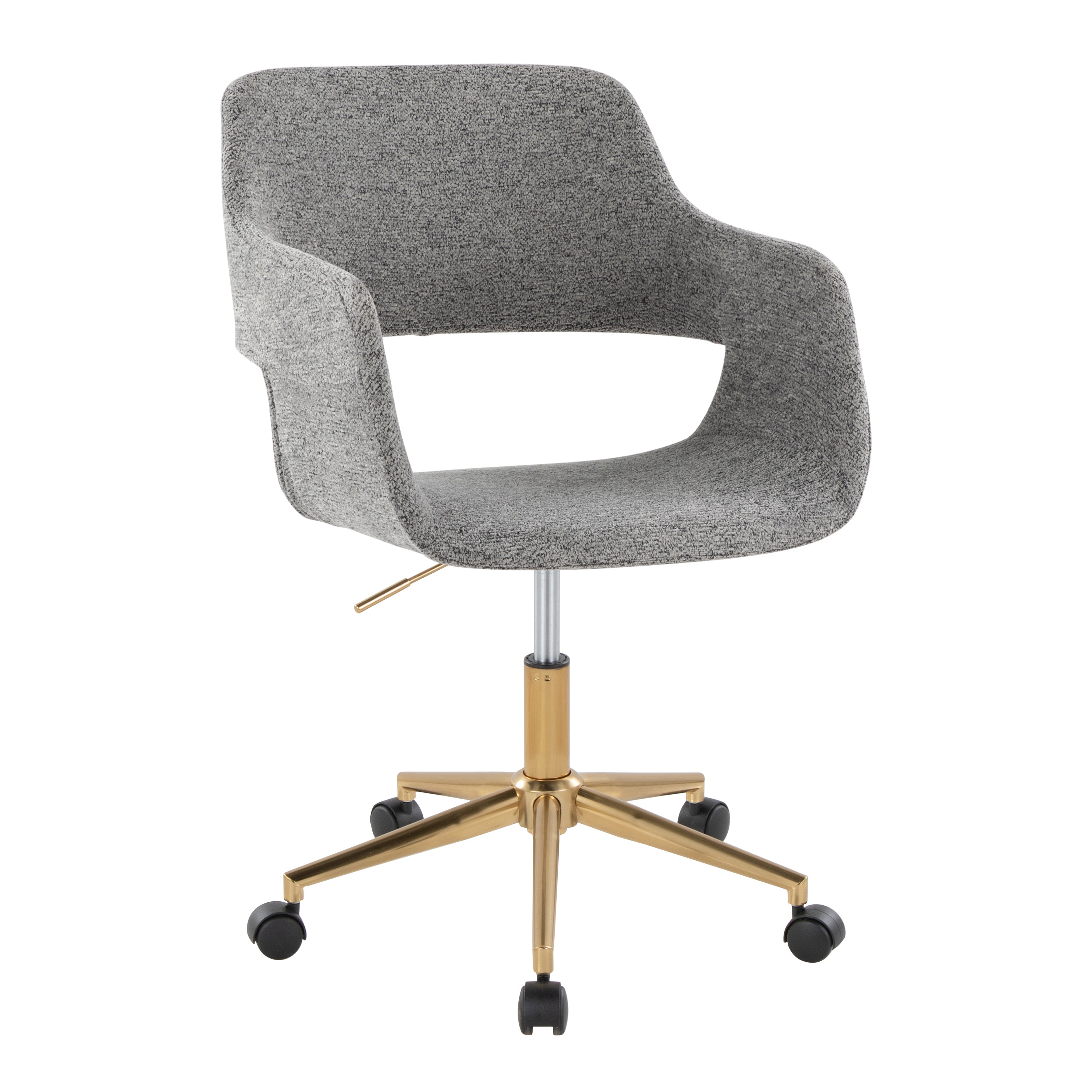 Contemporary Task Chair in Gold Metal and Grey Fabric | Premium Home Decor - Grand Goldman