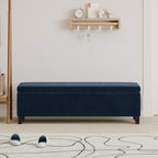 Indoor Dark Blue Storage Ottoman Bench - 51.25''L Upholstered Entryway Bench with Hidden Storage, 300lbs Weight Capacity for Living Room, Bedroom & Hallway - Grand Goldman Shop