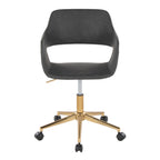 Contemporary Task Chair in Gold Metal and Grey Faux Leather | Premium Home Decor - Grand Goldman