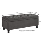 Upholstered tufted button storage bench ,Linen fabric entry bench with spindle wooden legs, Bed bench- Dark Gray - Grand Goldman Shop