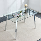 Glass Dining Table Modern Minimalist Rectangular  for 4-6 with 0.31' Tempered Glass Tabletop and plating Metal Legs, Writing Table Desk, for Kitchen Dining Living Room, 51' W x 31'D x 30' H 1123 - Grand Goldman Shop
