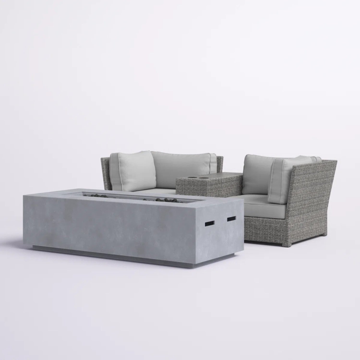 Luxuriöses Rattan-Geflecht Outdoor-Sitzgruppe für 2 Personen mit Kissen, Grau, HDPE-Geflecht & Aluminium