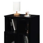 Modern MDF Painted Cabinet with Glass Doors and Drawer, Black, Bedroom or Living Room Storage - Grand Goldman Shop