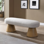 Dining Bench for Dining Room, Upholstered Bedroom End of Bed Entryway Bench Fabric Ottoman for Living Room, Beige Stool Top Wood Leg 300 LBS Weight Capacity - Grand Goldman Shop