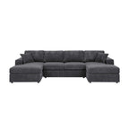3-Piece Corduroy Double-Chaise Sectional Sofa - Gray - Grand Goldman Shop