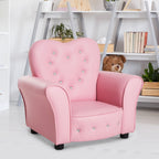 Qaba Kids Sofa Toddler Tufted Upholstered Sofa Chair Princess Couch Furniture with Diamond Decoration for Preschool Child, Pi