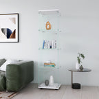 Glass Display Cabinet 4 Shelves with Door, Floor Standing Curio Bookshelf for Living Room Bedroom Office, 64.7'*16.7'*14.3' 
