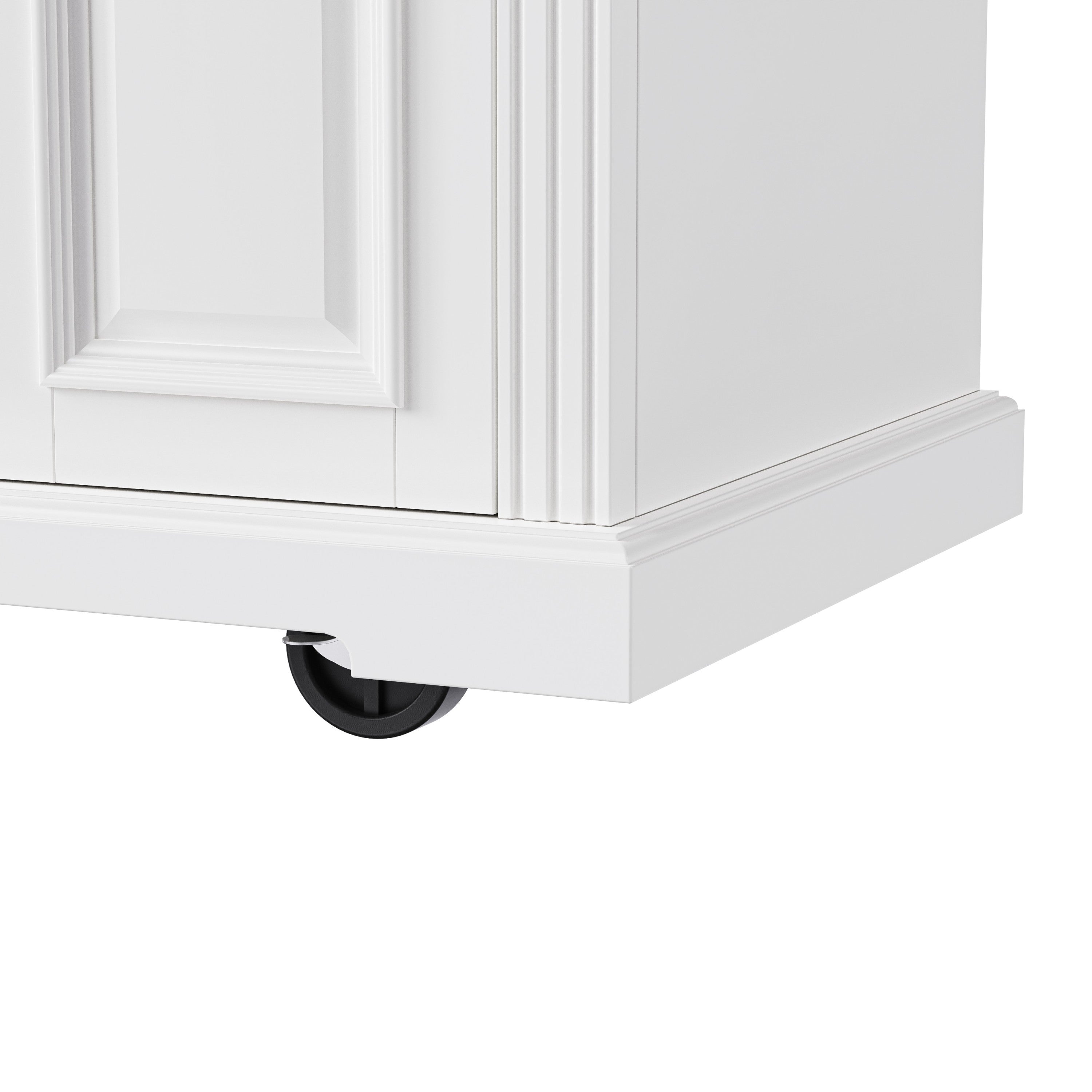 K&K 54inch Large Kitchen Island with Rubber Wood Drop Leaf, Embossed Texture Rolling Kitchen Cart on 4 Wheels with 4 Doors and 3 Drawers, Kitchen Island with Storage for Kitchen, Dining Room,White - Grand Goldman Shop