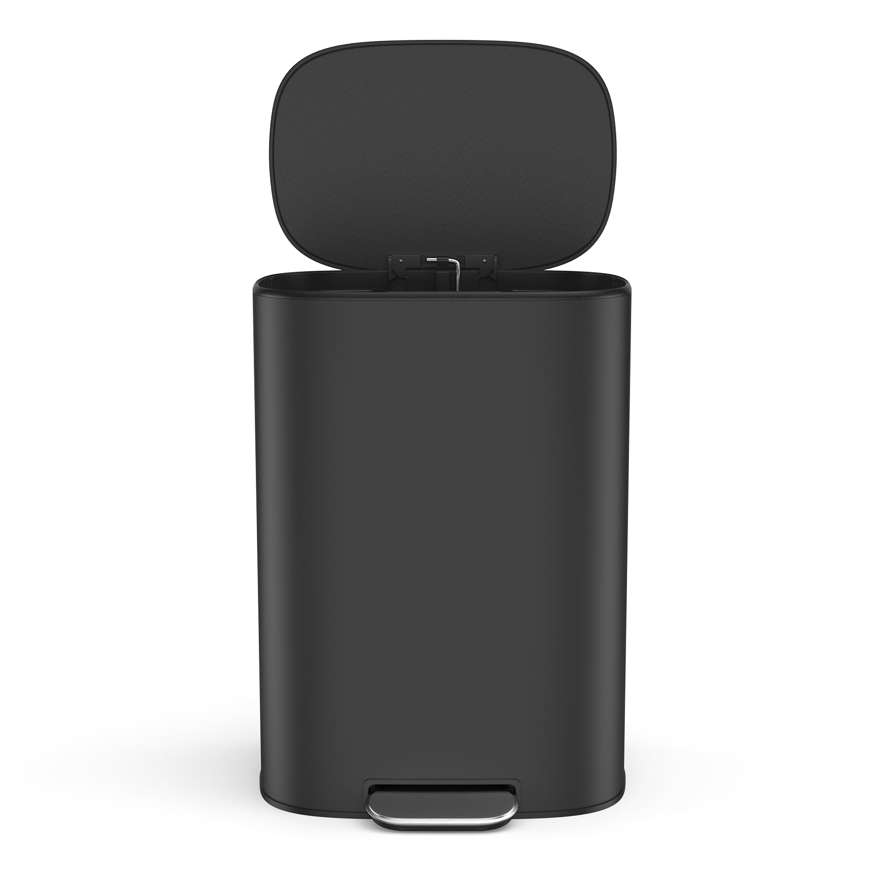 13 Gallon 50L Kitchen Foot Pedal Operated Soft Close Trash Can - Stainless Steel Ellipse Bustbin - BLACK - Grand Goldman Shop