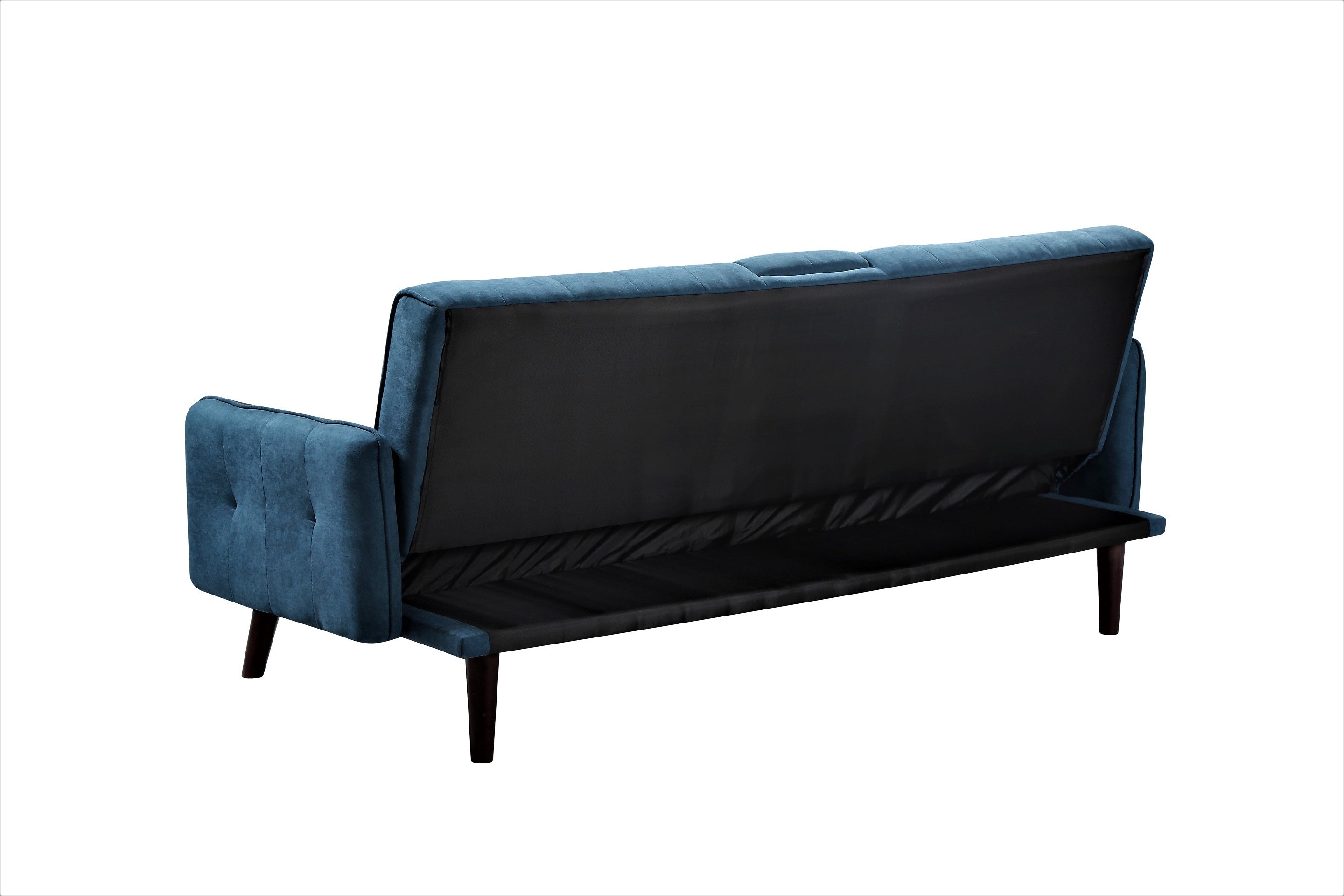 72' Sleeper Sofa Bed - Convertible Folding Backrest to Full Bed with Cup Holder & Drop-Down Table - Space Saving Linen Sofa for Small Spaces - Easy Assembly, Blue - Grand Goldman Shop