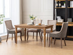 A&A Furniture, Ultra Side Dining Chair, Thickened fabric chairs with neutrally toned solid wood legs, Bronze nail head, Set of 2, Beige and Patterned,SW2207BG - Grand Goldman Shop