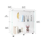 Two-door Glass Display Cabinet 2 Shelves with Door, Floor Standing Curio Bookshelf for Living Room Bedroom Office, 33.35'*31.