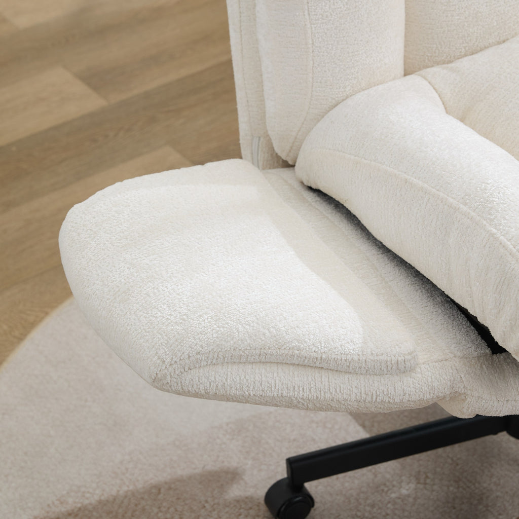 Modern Chenille Swivel Office Chair, Height Adjustable Task Chair with Convertible Multi-Position Armrests,Comfy Double Cushi