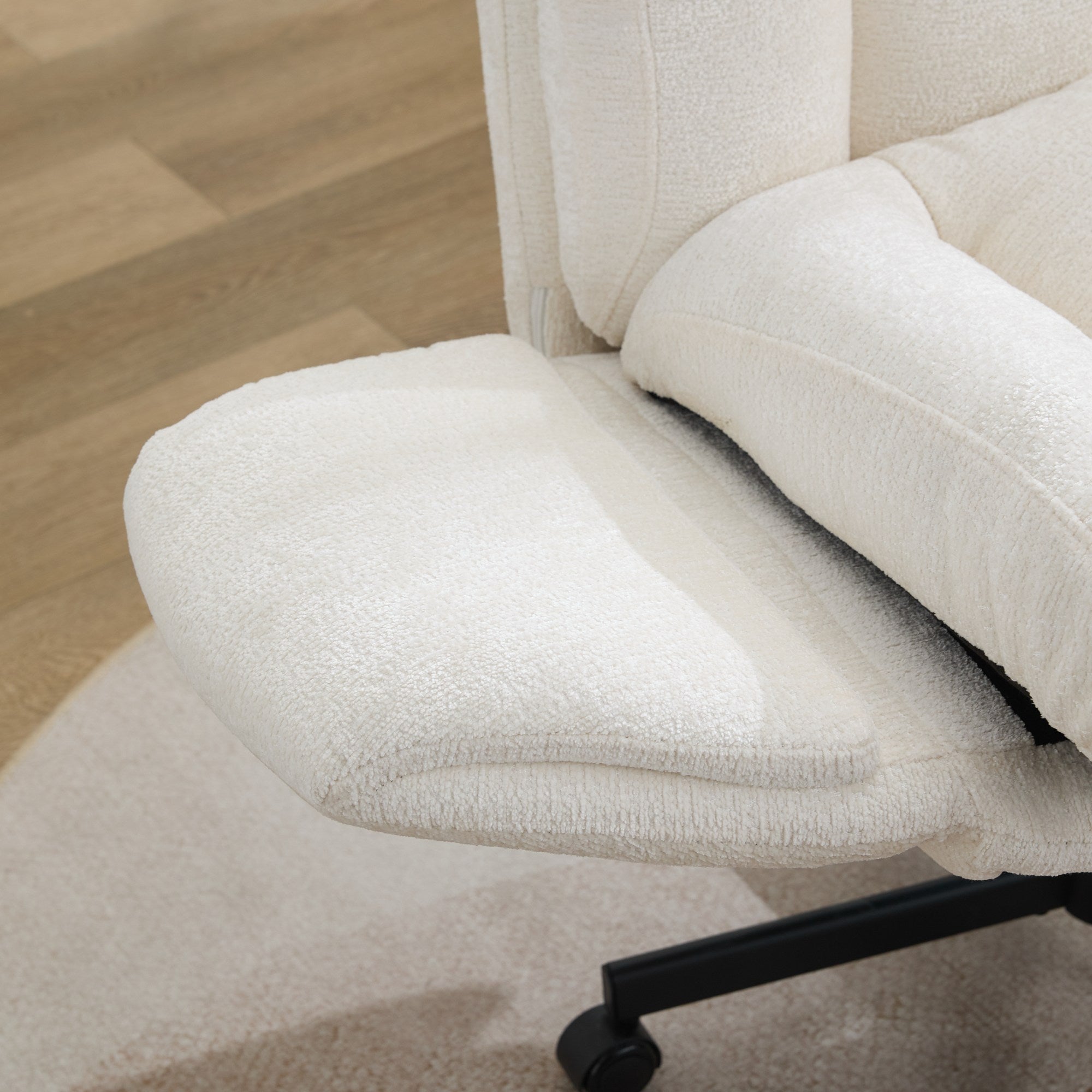 Modern Chenille Swivel Office Chair, Height Adjustable Task Chair with Convertible Multi-Position Armrests,Comfy Double Cushi