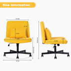Yellow Linen Criss Cross Armless Office Chair with Wheels - Modern Comfort for Home Office, Meditation & Makeup Spaces - Gran