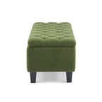 Ottoman Bench with Storage, Green Boucle Surface, Rubber Wood Legs, 300 lbs Capacity - Grand Goldman Shop