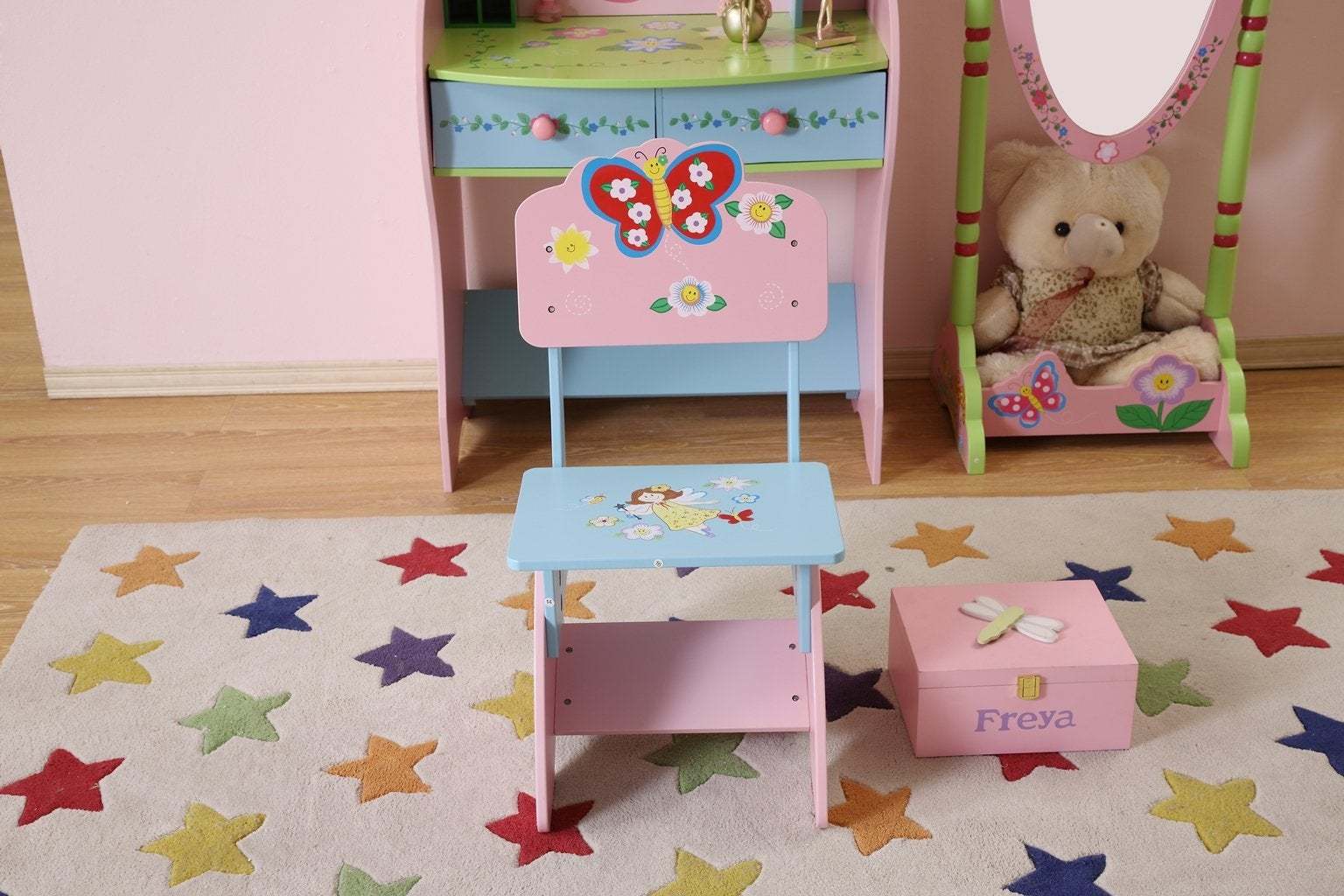 Kids Funnel Olivia the Fairy Girls Dressing Table with Chair | Premium Home Decor - Grand Goldman